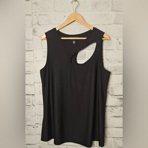 Love & Legend Black Asymmetrical Cutout Tank Top Plus - Size 2X